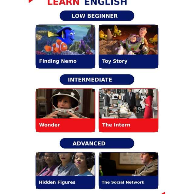 Your English Challenge ✅🫶🏽

A GO UP selecionou filmes para cada nível de inglês: Low Beginner, Intermediate e Advanced. Escolha o seu, prepare a pipoca e aproveite para praticar LISTENING, aprender novas expressões e melhorar a pronúncia! 🍿🍿

#LearnEnglish #EnglishTips #InglêsNaPrática #GoUpLearningCenter #EnglishMovies